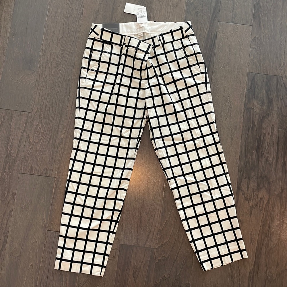 NWT JCrew Black and White Skimmer Pant, Size 8